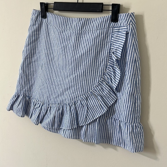 Love Riche Blue White Stripe Ruffle Skirt Size Large - Picture 3 of 8